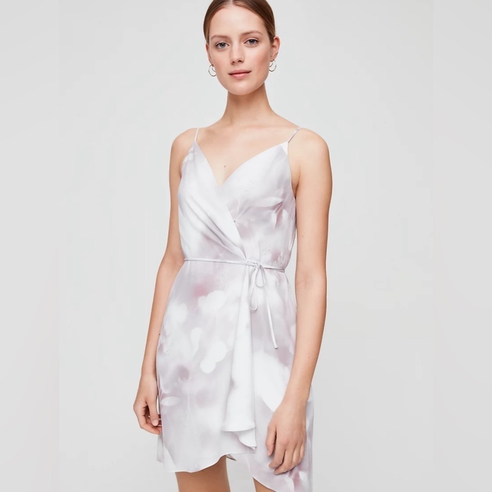 Aritzia Asymmetrical Dress in Soft White and Pink